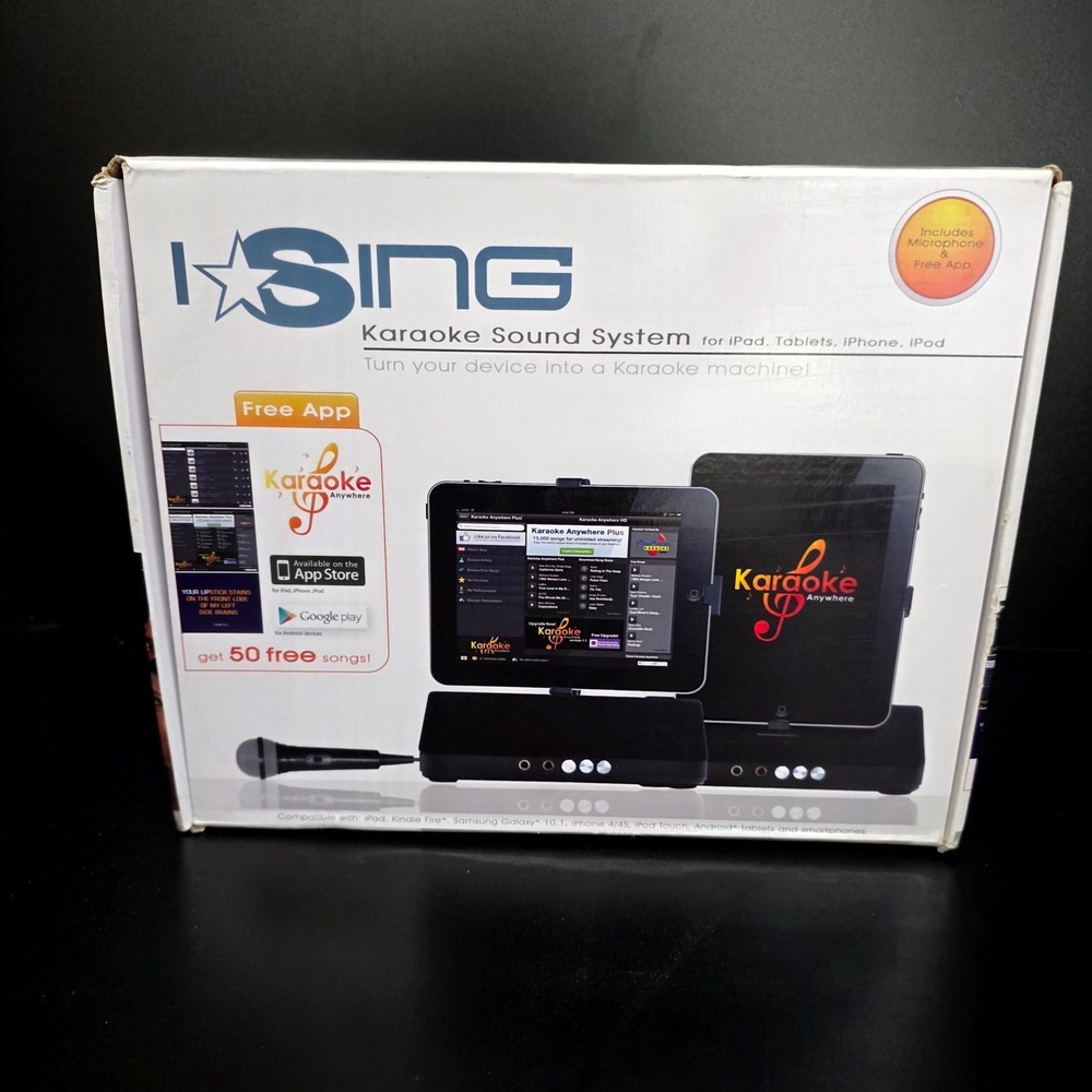 iSing Karaoke Sound System Black Tablet iPad iPhone Dock Microphone ISK-IPD